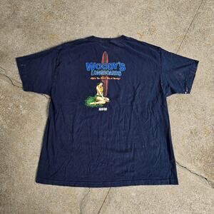 Vtg Y2k WOODY'S LONGBOARDS Hawaii Hula Girl Graphic Skate Surf Tee Shirt XL Fit